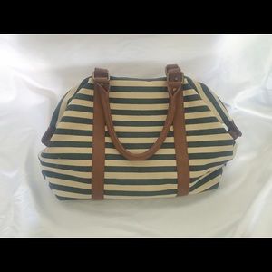 XXII Blue and White Striped Adjustable Tote Bag